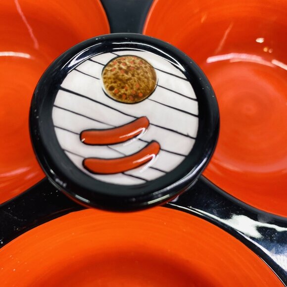 Clay Art GRILL TIME Hand Painted Summer Fun  3 Section Ceramic Condiment Server - Picture 15 of 16